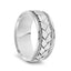 14k White Gold Woven Center Rope Milgrain Men’s Wedding Band with Polished Round Edges - 8.5mm - Larson Jewelers