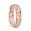 14K Rose Gold Satin Finished Ring with Polished Grooved Pattern & Beveled Edges - 6mm - Larson Jewelers
