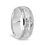 14k White Gold Satin Finished Men’s Milgrain Wedding Ring with Polished Cross Pattern Grooves - 8mm - Larson Jewelers