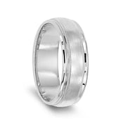 14k White Gold Brushed Center Milgrain Wedding Ring with Polished Edges - 7mm - Larson Jewelers