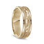 14k-yellow-gold-brushed-finish-textured-center-mens-wedding-ring-with-milgrain-polished-edges-7mm - Larson Jewelers