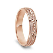14k Rose Gold Milgrain Accented Women’s Polished Wedding Ring - 4mm & 6mm - Larson Jewelers