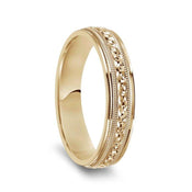 14k Yellow Gold Milgrain Accented Women’s Polished Wedding Ring - 4mm & 6mm - Larson Jewelers