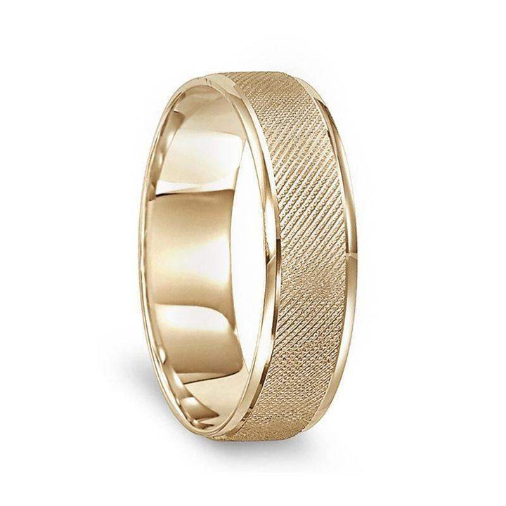 14k Yellow Gold Sand Finished Ring with Polished Round Edges - 6mm - Larson Jewelers