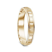 14k Yellow Gold Vertical Cut Brushed Finish Women’s Ring with Polished Round Edges - 4mm - 8mm - Larson Jewelers