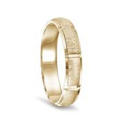 14k Yellow Gold Satin Finished Polished Grooved Women’s Domed Ring with Beveled Edges - 4.5mm - 6.5mm - 8mm - Larson Jewelers