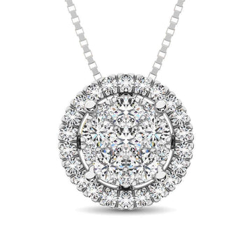 14K White Gold 1/3 Ct.Tw. Diamond Flower Pendant - Larson Jewelers
