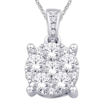 14K White Gold 1/3 Ct.Tw. Diamond Flower Pendant - Larson Jewelers