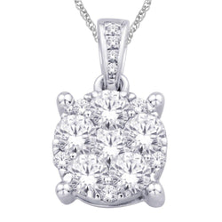 14K White Gold 1/4 Ct.Tw. Diamond Flower Pendant - Larson Jewelers