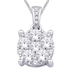 14K White Gold 1/4 Ct.Tw. Diamond Flower Pendant - Larson Jewelers