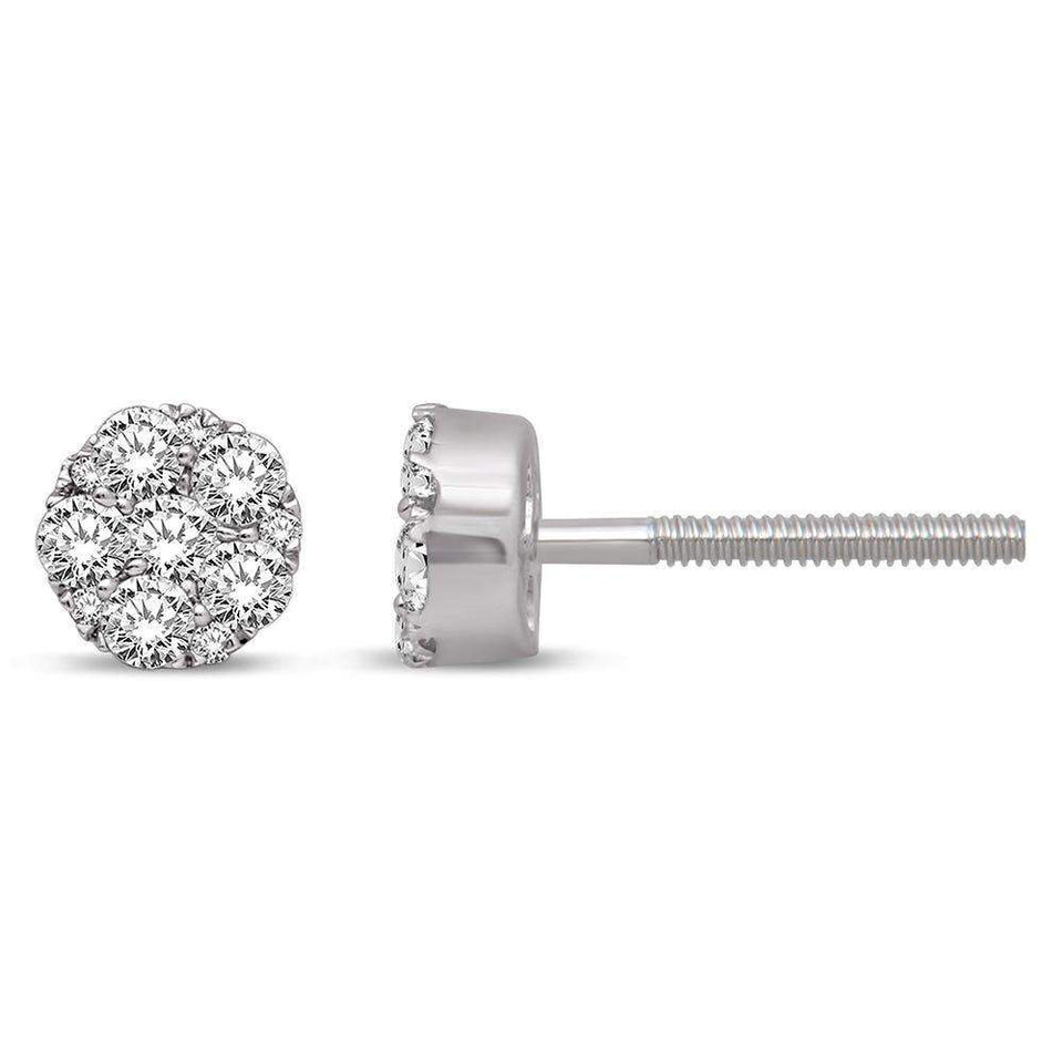 14K White Gold 2/5 Ct.Tw. Diamond Flower Stud Earrings - Larson Jewelers