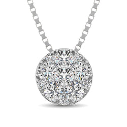 14K White Gold 1/3 Ct.Tw. Diamond Flower Pendant - Larson Jewelers