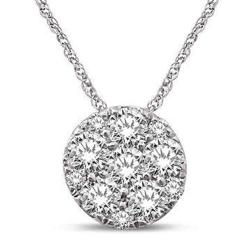 14K White Gold 1/5 Ct.Tw. Diamond Flower Pendant - Larson Jewelers