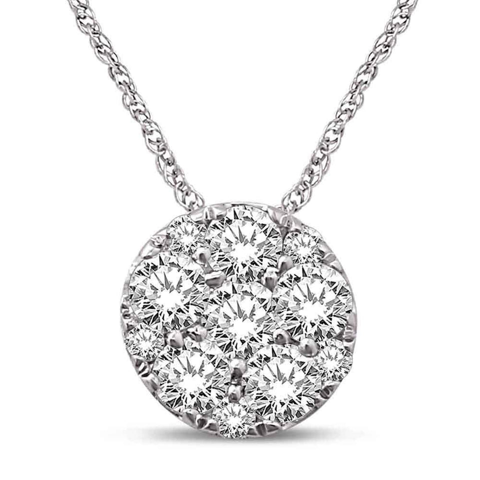 14K White Gold 1/5 Ct.Tw. Diamond Flower Pendant - Larson Jewelers