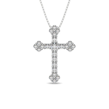 Diamond 1/3 Ct.Tw. Cross Pendant in 10K White Gold - Larson Jewelers