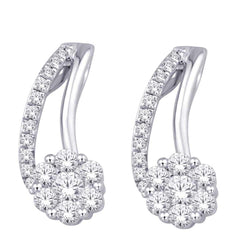 10K White Gold 1/3 Ct.Tw. Diamond Huggies Flower Earrings - Larson Jewelers