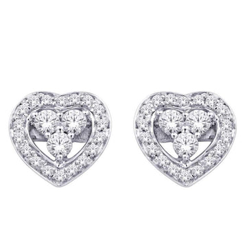 10K White Gold 1/6 Ct.Tw. Diamond Heart Earrings - Larson Jewelers