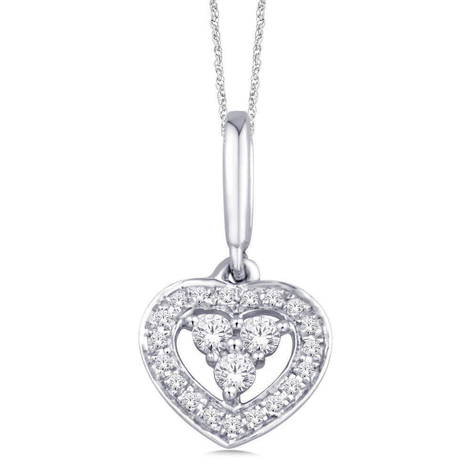 10K White Gold 1/20 Ct.Tw. Diamond Heart Pendant - Larson Jewelers