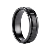 Lonan Black Titanium Ring Raised Grooved Center by Benchmark- 7mm - Larson Jewelers