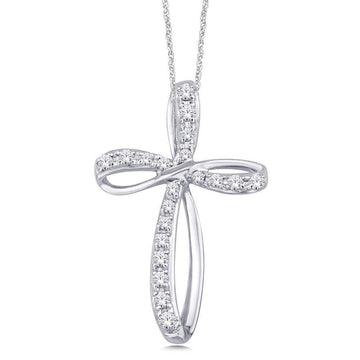 10K White Gold 1/5 Ct.Tw. Diamond Cross Pendant - Larson Jewelers