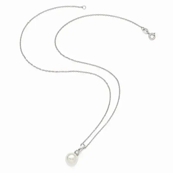 Sterling Silver Majestik White Shell Bead & CZ Earring & Necklace Set - Larson Jewelers