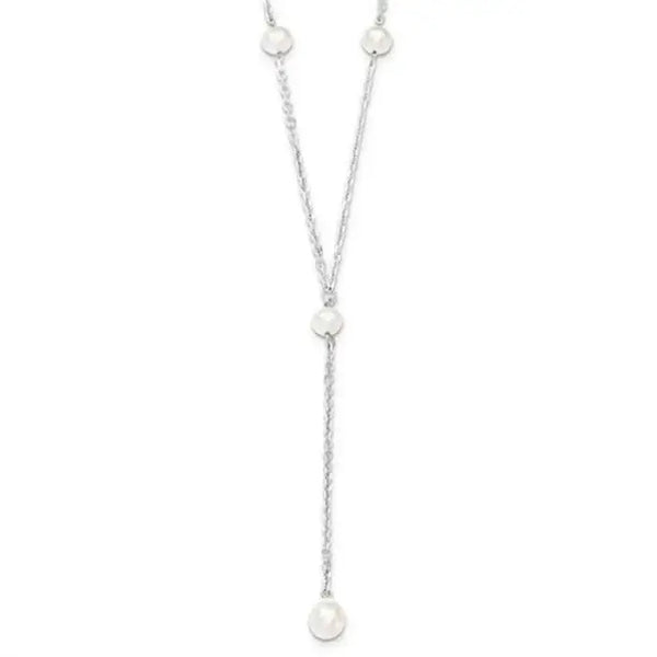 Sterling Silver Cultured White Freshwater Pearl Drop Necklace - Larson Jewelers