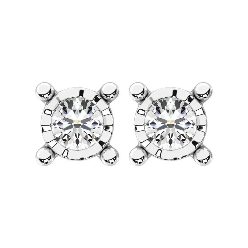 Diamond 1/10 Ct.Tw. Solitaire Stud Earrings in 14K White Gold - Larson Jewelers