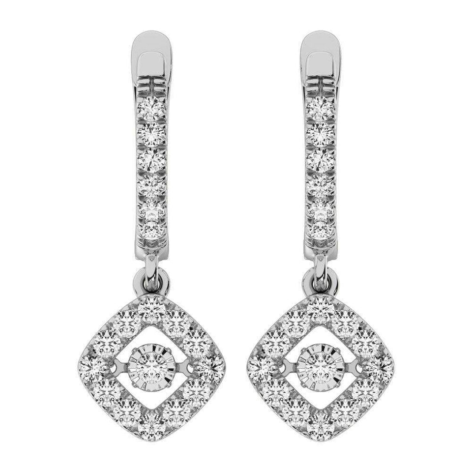 Diamond 5/8 Ct.Tw. Shimmering Hoop Earrings in 14K White Gold - Larson Jewelers