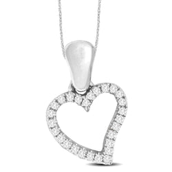 10K White Gold 1/8 Ct.Tw.Diamond Heart Pendant - Larson Jewelers
