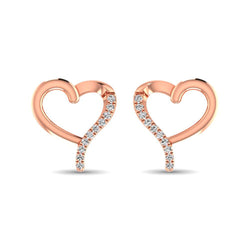 10K Rose Gold 1/20 Ct.Tw.Diamond Heart Earrings - Larson Jewelers