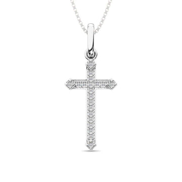 10K White Gold 1/20 Ct.Tw.Diamond Cross Pendant - Larson Jewelers
