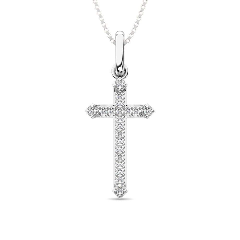 10K White Gold 1/20 Ct.Tw.Diamond Cross Pendant - Larson Jewelers