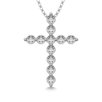 Shared Prong Diamond 1/5 Ct.Tw Cross Pendant. - Larson Jewelers