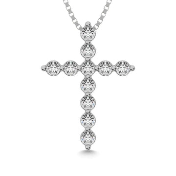 14K White Gold 1/5 Ct.Tw.Diamond Cross Pendant - Larson Jewelers