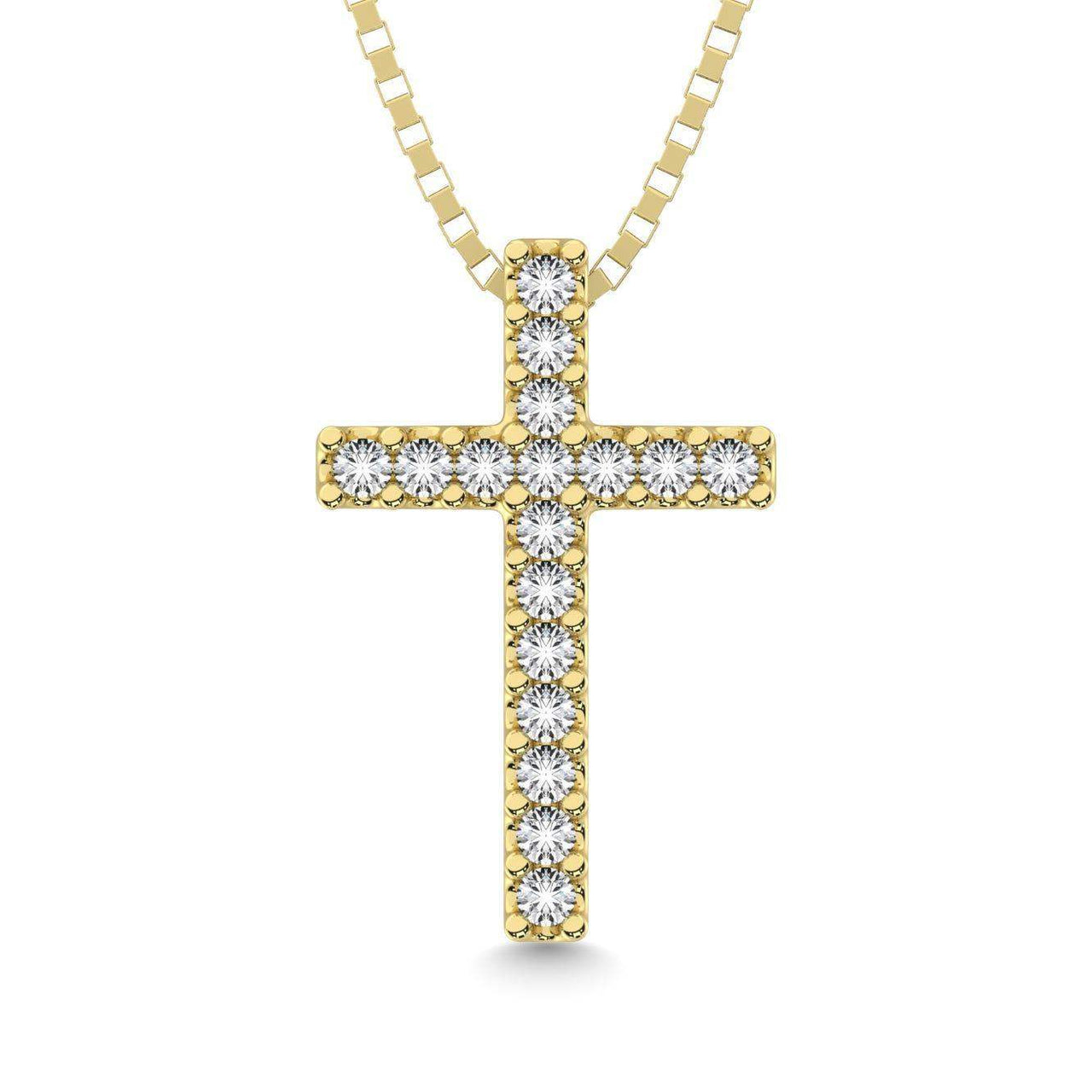 Classic Diamond Cross Pendant 1/10 Ct.Tw. 10K Yellow Gold - Larson Jewelers