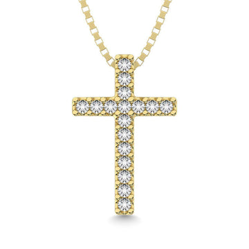 Classic Diamond Cross Pendant 1/10 Ct.Tw. 10K Yellow Gold - Larson Jewelers