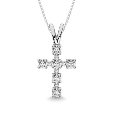 10K White Gold 1/4 Ct.Tw.Diamond Cross Pendant - Larson Jewelers