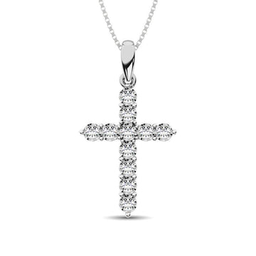 10K White Gold 1/5 Ct.Tw.Diamond Cross Pendant - Larson Jewelers
