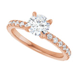 EVELYN 14K Rose Gold Round Lab Grown Diamond French-Set Engagement Ring