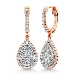Diamond 3/4 Ct.Tw. Cluster Earrings in 14K Rose Gold - Larson Jewelers