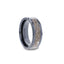ALLOSAURUS Black Ceramic Flat Beveled Wedding Ring with White Dinosaur Bone Inlay - 8mm - Larson Jewelers
