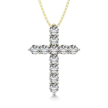 10K Yellow Gold 1/20 Ct.Tw.Diamond Cross Pendant - Larson Jewelers