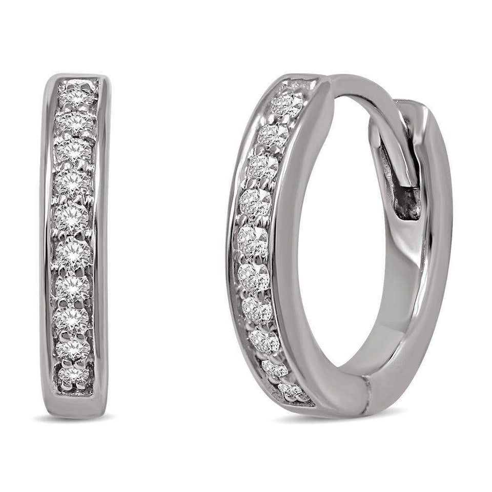 10K White Gold 1/10 Ctw Diamond Hoop Earrrings - Larson Jewelers