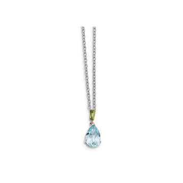 Sterling Silver & 14K Yellow Gold Sky Blue Topaz with Peridot Necklace - Larson Jewelers