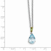 Sterling Silver & 14K Yellow Gold Sky Blue Topaz with Peridot Necklace