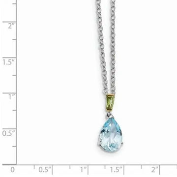 Sterling Silver & 14K Yellow Gold Sky Blue Topaz with Peridot Necklace - Larson Jewelers