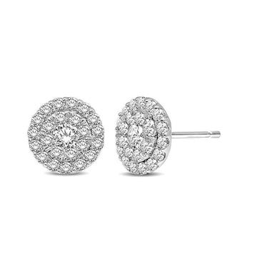 14K White Gold 3/4 Ctw Invisible Diamond Stud Earrings - Larson Jewelers