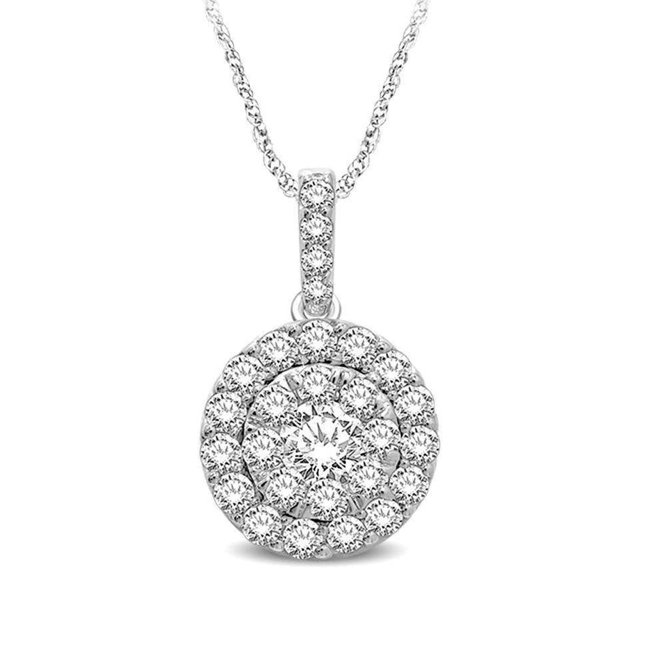 14K White Gold 3/4 Ctw Invisible Diamond Fashion Pendant - Larson Jewelers