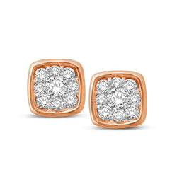 14K Rose Gold 1/5 Ctw Diamond Square Flower Earrings - Larson Jewelers