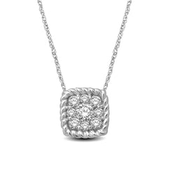 14K White Gold 1/6 Ctw Diamond Square Flower Pendant - Larson Jewelers